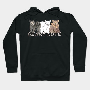 Animal art, sketch, bears, Beary Cute Hoodie